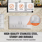 VEVOR BBQ Access Door, 36W x 21H Inch Double Outdoor Kitchen Door, Stainless Steel Flush Mount Door, Wall Vertical Door with Handles and Vents