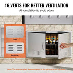 VEVOR BBQ Access Door, 36W x 21H Inch Double Outdoor Kitchen Door, Stainless Steel Flush Mount Door, Wall Vertical Door with Handles and Vents