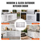 VEVOR BBQ Access Door, 36W x 21H Inch Double Outdoor Kitchen Door, Stainless Steel Flush Mount Door, Wall Vertical Door with Handles and Vents