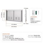 VEVOR BBQ Access Door, 36W x 21H Inch Double Outdoor Kitchen Door, Stainless Steel Flush Mount Door, Wall Vertical Door with Handles and Vents