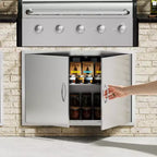 VEVOR BBQ Access Door, 39W x 26H Inch Double Outdoor Kitchen Door, Stainless Steel Flush Mount Door, Wall Vertical Door with Handles and Hooks