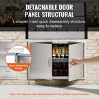 VEVOR BBQ Access Door, 39W x 26H Inch Double Outdoor Kitchen Door, Stainless Steel Flush Mount Door, Wall Vertical Door with Handles and Hooks