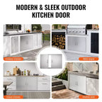 VEVOR BBQ Access Door, 39W x 26H Inch Double Outdoor Kitchen Door, Stainless Steel Flush Mount Door, Wall Vertical Door with Handles and Hooks
