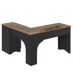 Bestier 55inch L Shaped Desk with Drawers, Office Computer Desk with Round Corners, Monitor Stand & Fluted Panels, White & Walnut