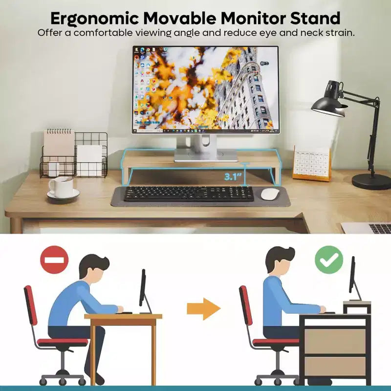 Bestier 55inch L Shaped Desk with Drawers, Office Computer Desk with Round Corners, Monitor Stand & Fluted Panels, White & Walnut