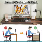 Bestier 55inch L Shaped Desk with Drawers, Office Computer Desk with Round Corners, Monitor Stand & Fluted Panels, White & Walnut