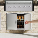 VEVOR BBQ Access Door, 36W x 24H Inch Double Outdoor Kitchen Door, Stainless Steel Flush Mount Door, Wall Vertical Door with Handles