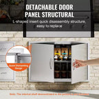 VEVOR BBQ Access Door, 36W x 24H Inch Double Outdoor Kitchen Door, Stainless Steel Flush Mount Door, Wall Vertical Door with Handles