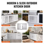 VEVOR BBQ Access Door, 36W x 24H Inch Double Outdoor Kitchen Door, Stainless Steel Flush Mount Door, Wall Vertical Door with Handles
