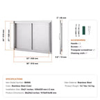 VEVOR BBQ Access Door, 36W x 24H Inch Double Outdoor Kitchen Door, Stainless Steel Flush Mount Door, Wall Vertical Door with Handles