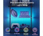 Bestier 24 Floating Shelves with LED Lights, 3-Tier Wall-Mounted Glass Shelves with Hooks for Living Room, Kitchen, Bathroom