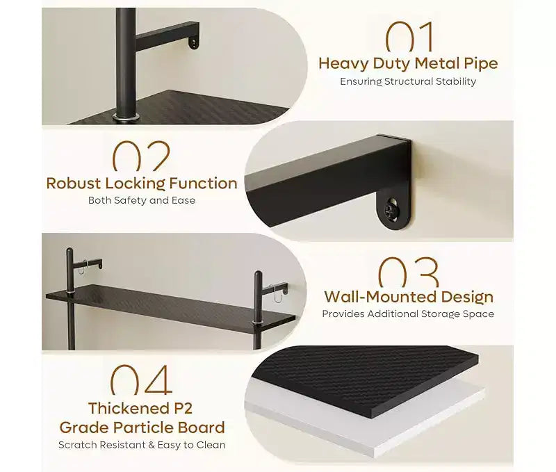Bestier 24 Floating Shelves with LED Lights, 3-Tier Wall-Mounted Glass Shelves with Hooks for Living Room, Kitchen, Bathroom