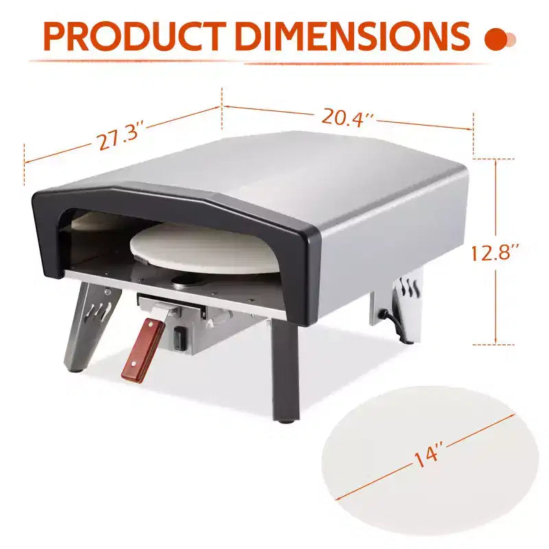 EROMMY 14-inch Outdoor Gas Pizza Oven With Motorized Rotating Stone  Portable Propane Pizza Oven For Outdoor Kitchens