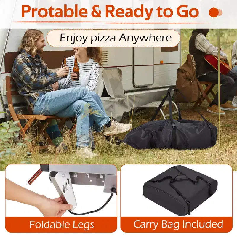 EROMMY 14-inch Outdoor Gas Pizza Oven With Motorized Rotating Stone  Portable Propane Pizza Oven For Outdoor Kitchens