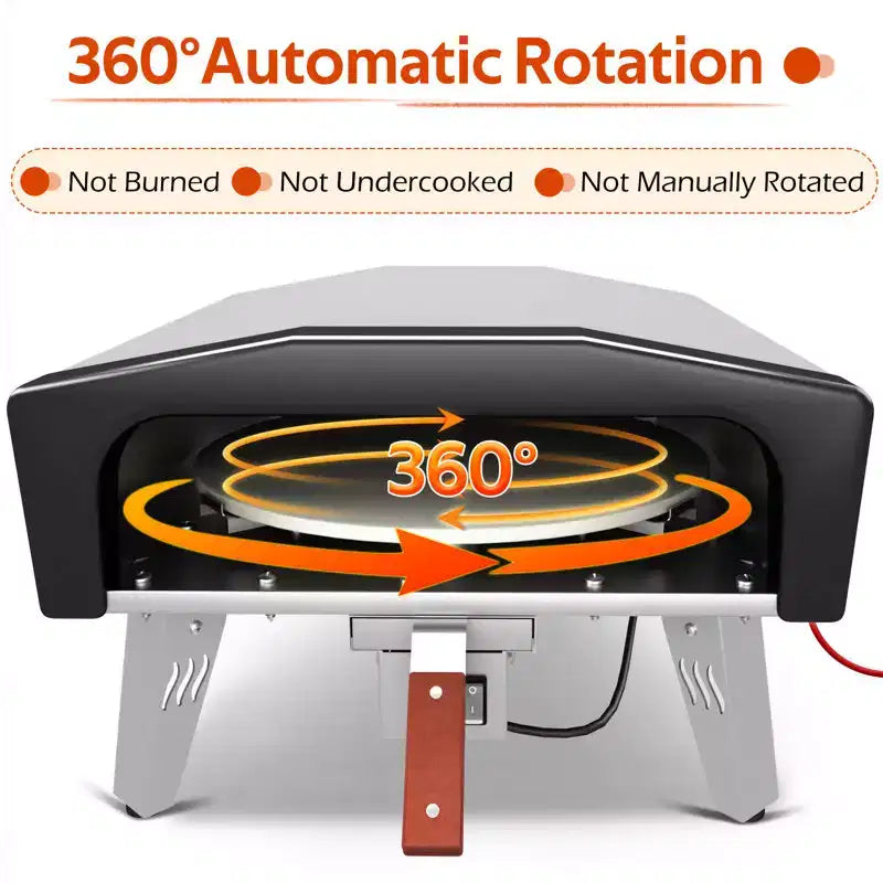 EROMMY 14-inch Outdoor Gas Pizza Oven With Motorized Rotating Stone  Portable Propane Pizza Oven For Outdoor Kitchens