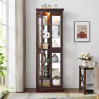 Vatros Lighted Glass Curio Display Cabinet Display Cabinet Glass Storage Cabinet