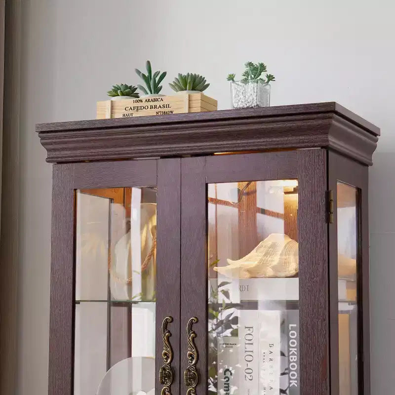 Vatros Lighted Glass Curio Display Cabinet Display Cabinet Glass Storage Cabinet