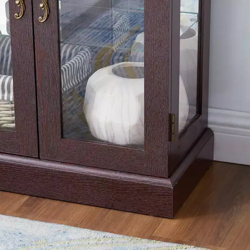 Vatros Lighted Glass Curio Display Cabinet Display Cabinet Glass Storage Cabinet