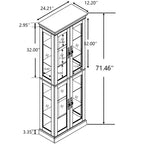 Vatros Lighted Glass Curio Display Cabinet Display Cabinet Glass Storage Cabinet