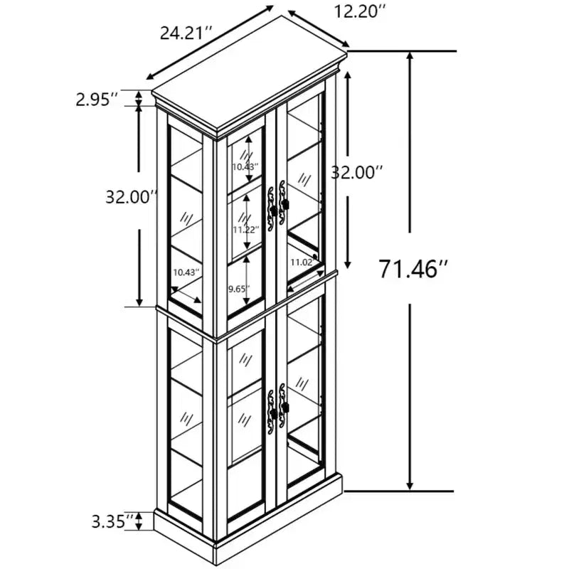 Vatros Lighted Glass Curio Display Cabinet Display Cabinet Glass Storage Cabinet