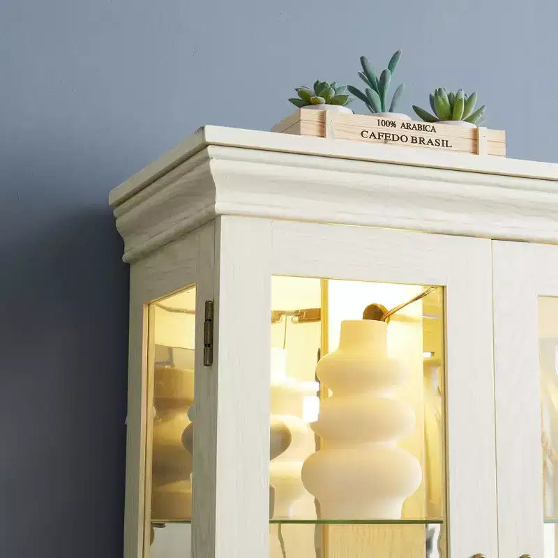 Vatros Lighted Glass Curio Display Cabinet Display Cabinet Glass Storage Cabinet