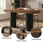 MAYEERTY 71 Industrial Bar Height Table, Walnut Woodgrain MDF Top 4-6 Person Home Bar Table with Hexagonal Base, 300lbs Capacity