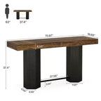 MAYEERTY 71 Industrial Bar Height Table, Walnut Woodgrain MDF Top 4-6 Person Home Bar Table with Hexagonal Base, 300lbs Capacity