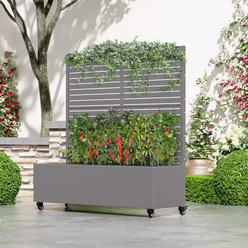 Iron Gray Planting Box with Climbing Frame - Outdoor Planting Box