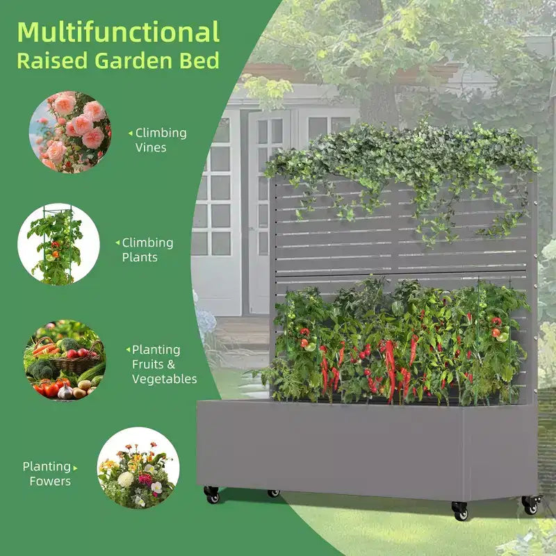 Iron Gray Planting Box with Climbing Frame - Outdoor Planting Box