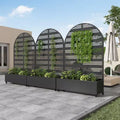 1 Piece 71.37 in.H x 46.8 in.W Black Metal Arch Outdoor Planting Box with Climbing Frame Decorative Art Panel