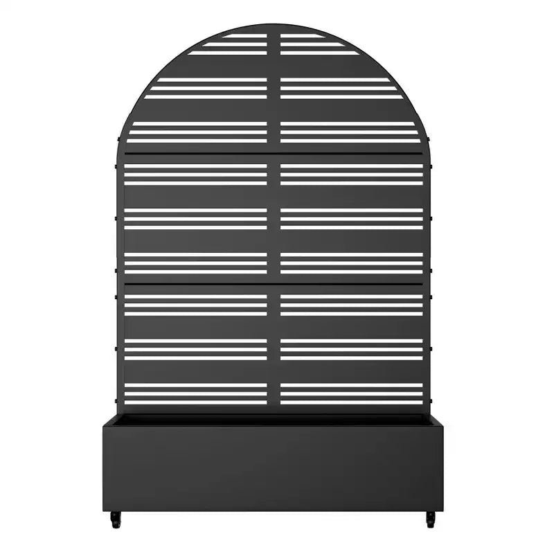 1 Piece 71.37 in.H x 46.8 in.W Black Metal Arch Outdoor Planting Box with Climbing Frame Decorative Art Panel