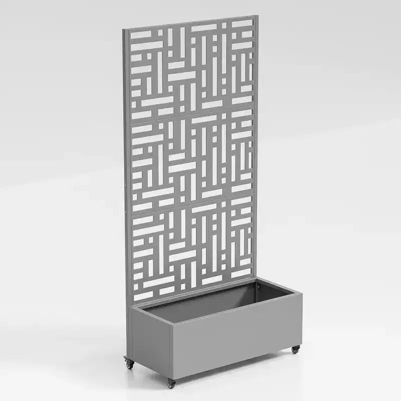 70.2in.L x 35.1in.W x 15.6in.H Gray Metal Rectangle Planting Box with Climbing Frame (1-Pack)