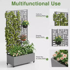 70.2in.L x 35.1in.W x 15.6in.H Gray Metal Rectangle Planting Box with Climbing Frame (1-Pack)