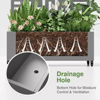 70.2in.L x 35.1in.W x 15.6in.H Gray Metal Rectangle Planting Box with Climbing Frame (1-Pack)