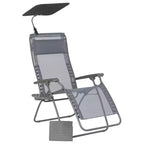 Lafuma Zen Edition Adjustable Relaxation Chair, Batyline Iso Fabric, Multi-Position Armchair with Cup Holder, Sunshade and Protective Cover, Grey