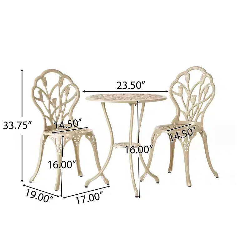 Christopher Knight Home Nassau Outdoor Vintage Style Cast Aluminum Bistro Set with Tulips