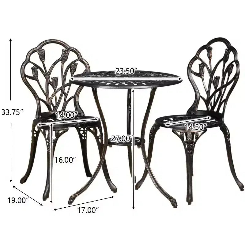 Christopher Knight Home Nassau Outdoor Vintage Style Cast Aluminum Bistro Set with Tulips