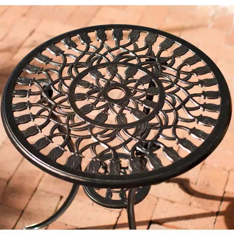 Christopher Knight Home Nassau Outdoor Vintage Style Cast Aluminum Bistro Set with Tulips