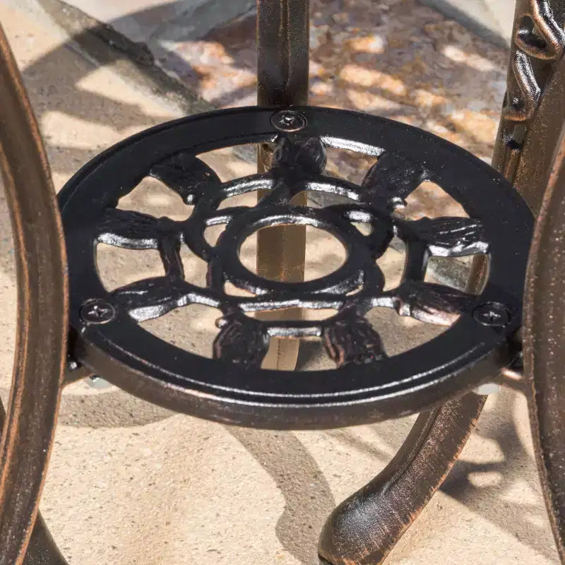 Christopher Knight Home Nassau Outdoor Vintage Style Cast Aluminum Bistro Set with Tulips