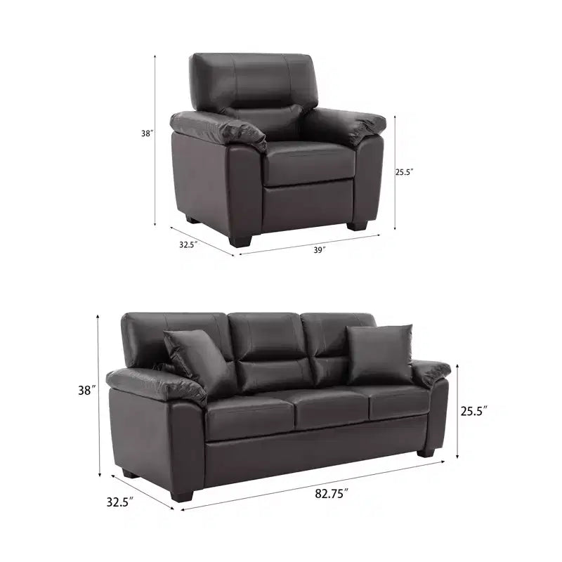 Faux Leather Sofa and Chair ,Ultimate Comfort Couch for Living Room-Morden Fort