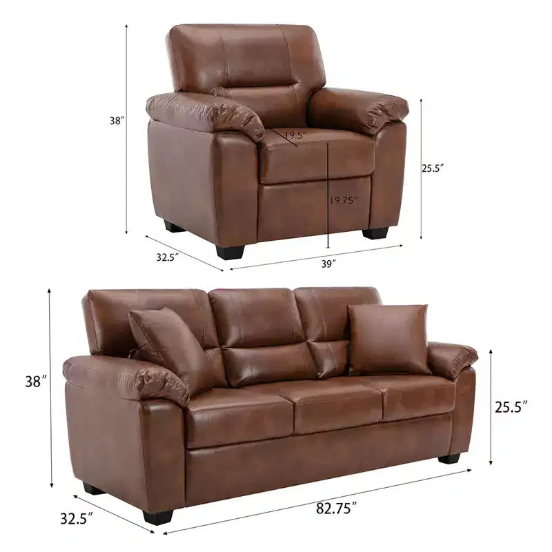 Faux Leather Sofa and Chair ,Ultimate Comfort Couch for Living Room-Morden Fort