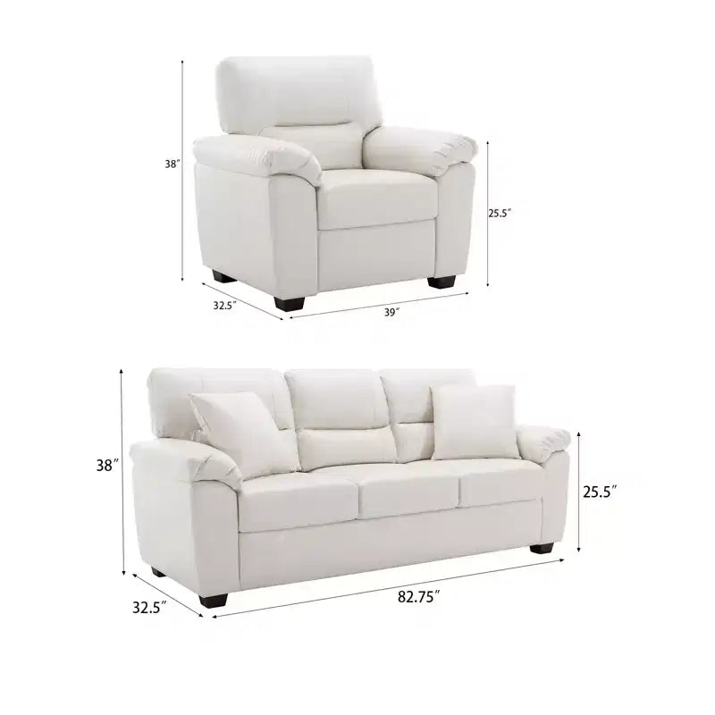 Faux Leather Sofa and Chair ,Ultimate Comfort Couch for Living Room-Morden Fort