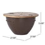 Christopher Knight Home Algonac Modern Industrial Handcrafted Mango Wood and Iron Storage Coffee Table, Natural