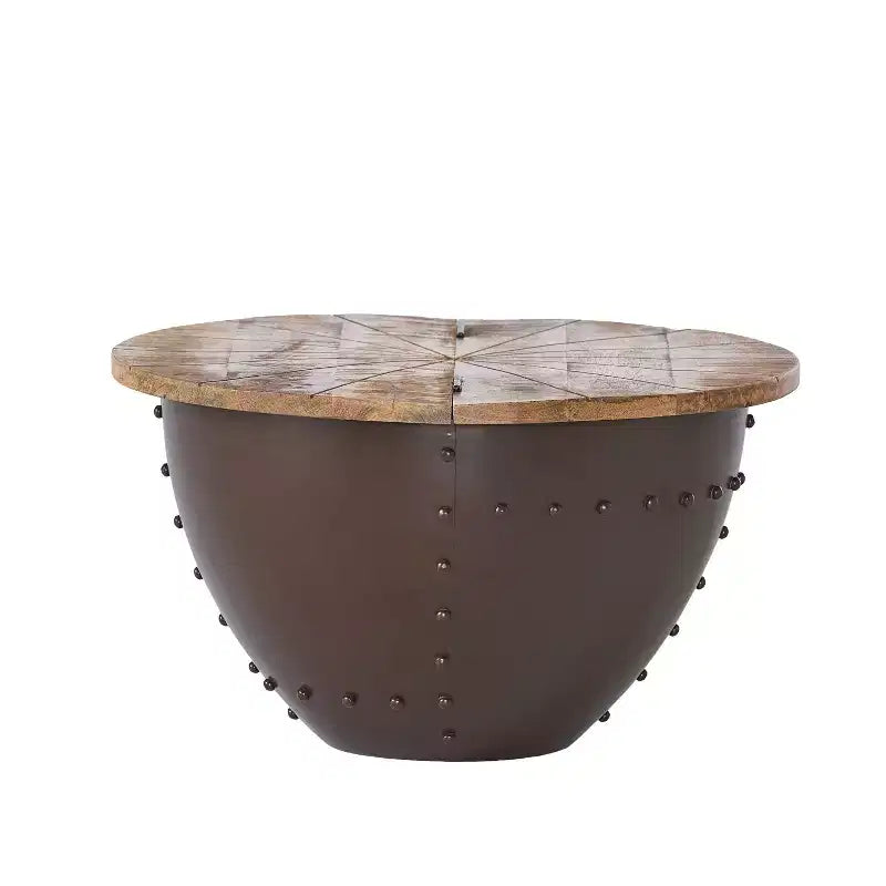 Christopher Knight Home Algonac Modern Industrial Handcrafted Mango Wood and Iron Storage Coffee Table, Natural