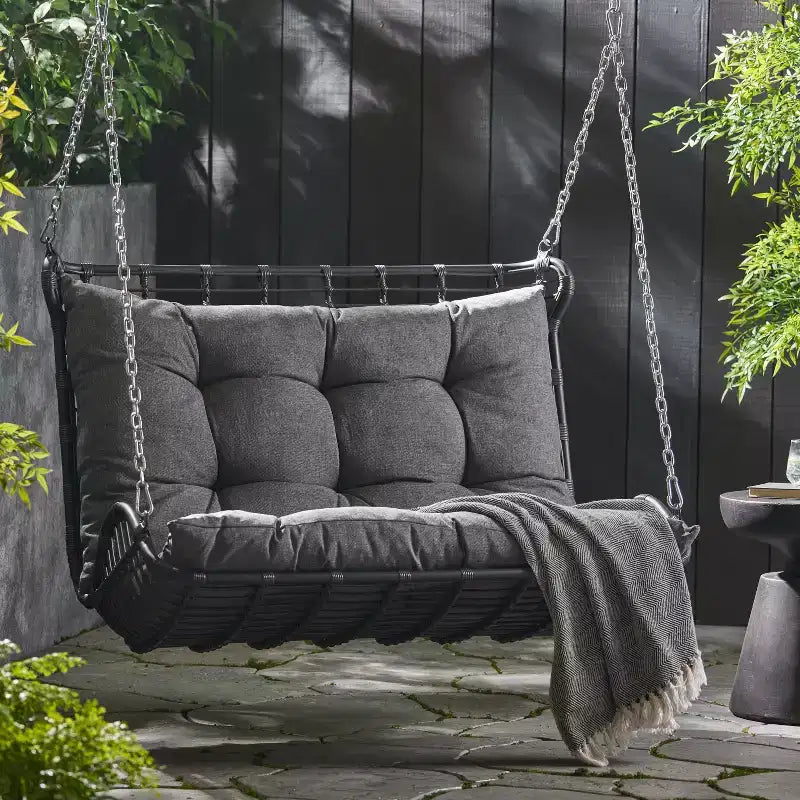 Christopher Knight Home Arruda Outdoor Wicker Porch Swing with Cushions