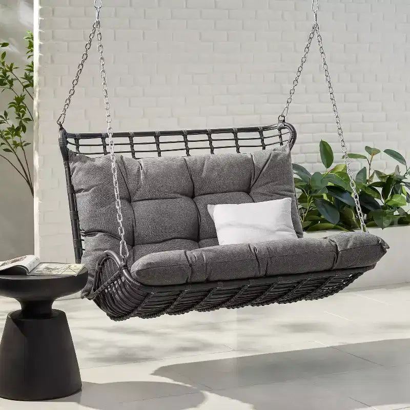 Christopher Knight Home Arruda Outdoor Wicker Porch Swing with Cushions