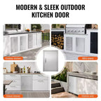 VEVOR BBQ Access Door, 17W x 24H Inch Single Outdoor Kitchen Door, Stainless Steel Flush Mount Door, Wall Vertical Door with Handle