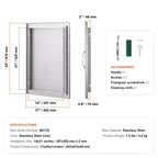 VEVOR BBQ Access Door, 17W x 24H Inch Single Outdoor Kitchen Door, Stainless Steel Flush Mount Door, Wall Vertical Door with Handle
