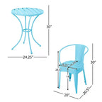 Christopher Knight Home Timotha 3 Piece Outdoor Modern Metal Round Patio Bistro Set with Open Slat Design