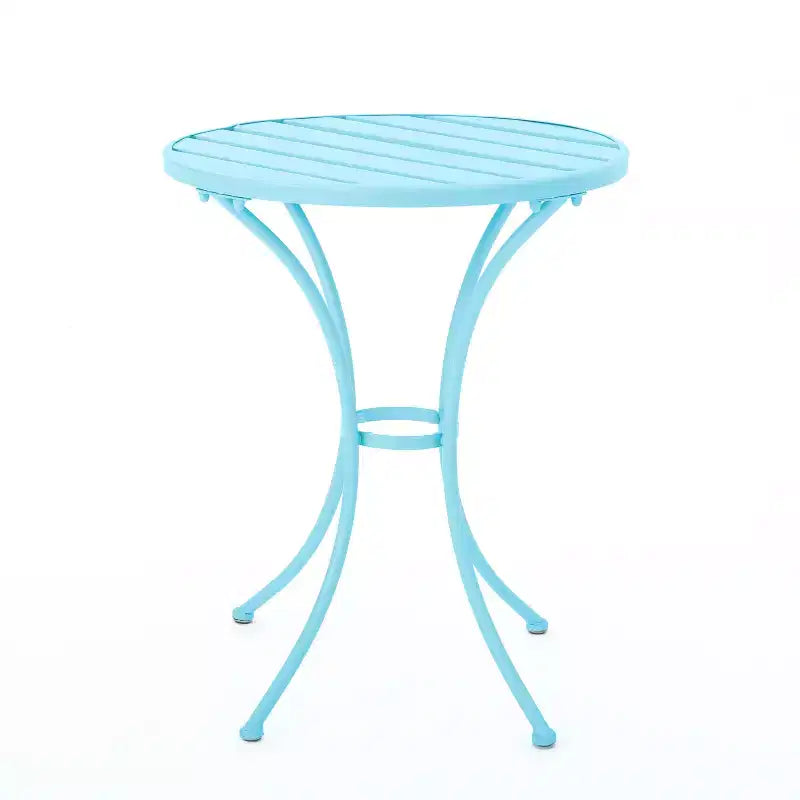 Christopher Knight Home Timotha 3 Piece Outdoor Modern Metal Round Patio Bistro Set with Open Slat Design